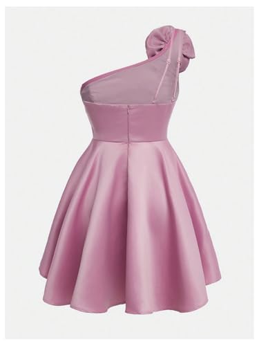 SHENHE Girl's One Shoulder Dress 3D Sleeveless Flare Flowy Teen Party Dresses2