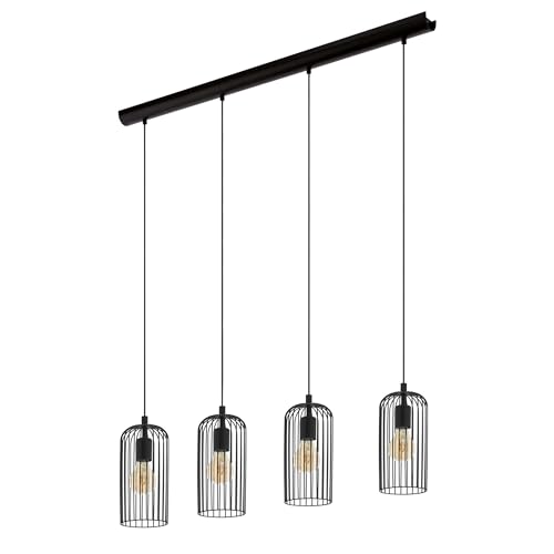 Lámpara industrial de 4 focos Eglo Roccamena acabado metálico negro para techo