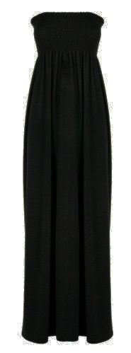 21Fashion Vestido largo para mujer, sin mangas, liso, estilo bandeau, Negro, 54