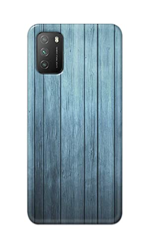 Image of Printed Hard Back Cover Case for Mi Poco M3 Back Cover (Wooden Blue) -1302