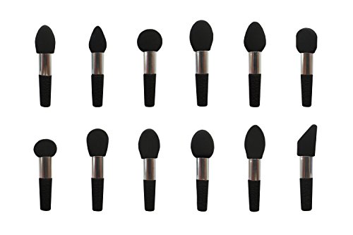LORMAY 12-Piece Mini Silicone Smudge Brush/Eye shadow Applicator (Multi-Models, Patented) (Black)