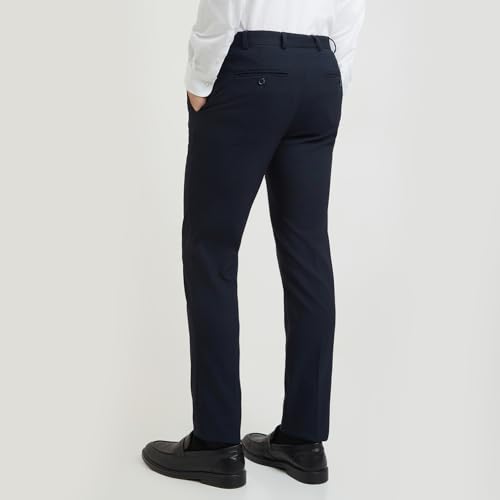 Image of Raymond Men's Slim Fit Mid Rise Poly Viscose Blend Flat Front Formal Trouser
