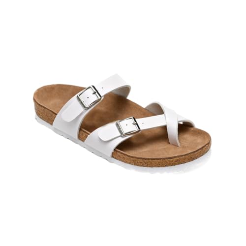 GFZMF - Sandalias de cuero unisex para mujer y hombre, suela de EVA acolchada suave, sandalias planas para exteriores, playa, casual, charol, espejo, serpiente, gamuza, negro, blanco, gris, camuflaje