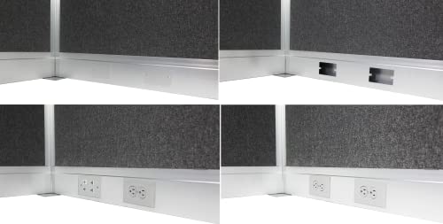 Versare Pre-Configured Hush Panel Electric Cubicle | Workstation Wall Partition | Privacy Office Divider | (W Or H Shape - Double Cube) 6' X 6' W/Window Ocean Fabric #TOP7