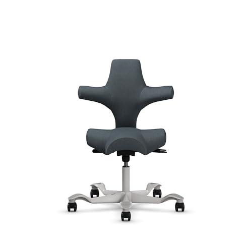 Image of HAG Capisco Standard Chair-Silver Frame-Upholstered Dark Gray