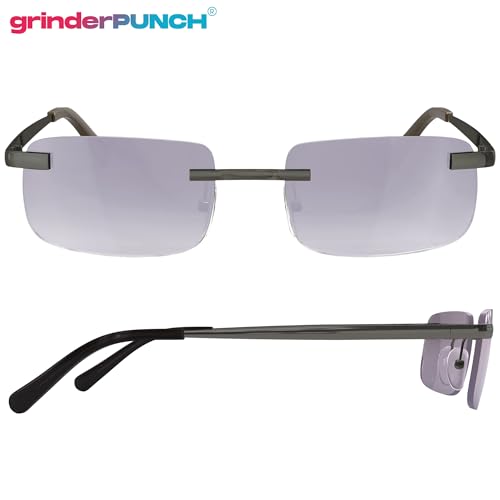 Image of grinderPUNCH Small Slim 90's Popular Nineties Rectangular Sunglasses Clear Rimless Eyewear