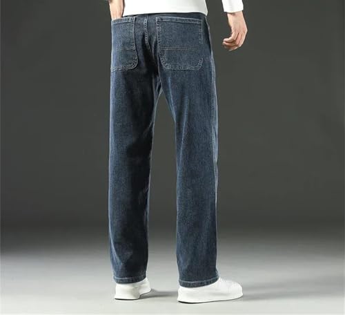 Men's Winter Jeans Loose Comfortable Straight Leg Wide Leg Business Casual Denim Pants Warm Trousers2