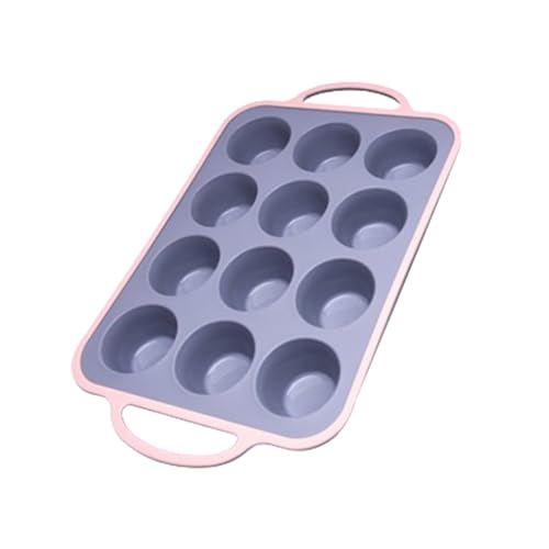 Molde de silicona para magdalenas, bandeja de galletas reutilizable para 12 tazas, bandeja de silicona para magdalenas, de huevo, pastel de queso, horno de cocina, freidora de aire
