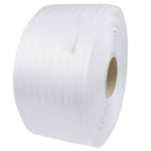 Gewebtes Polyester-Umreifungsband 19mm x 500m – Weiß | 725 kg Reißfestigkeit | Kern 76 mm | Extra Stark & Sicher | Alternative zu Stahlband