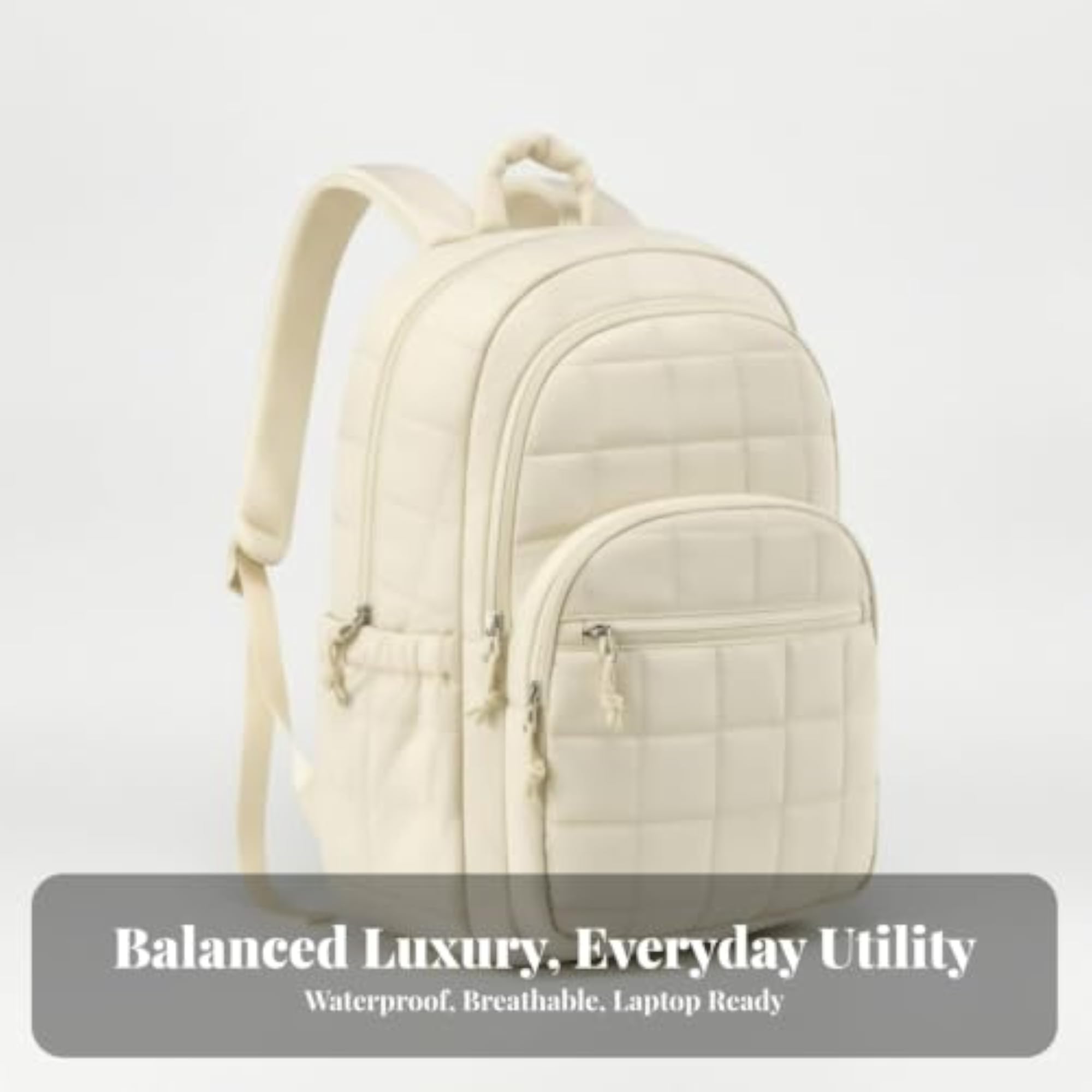Waterproof Quilted Polyester Backpack with Laptop Compartment