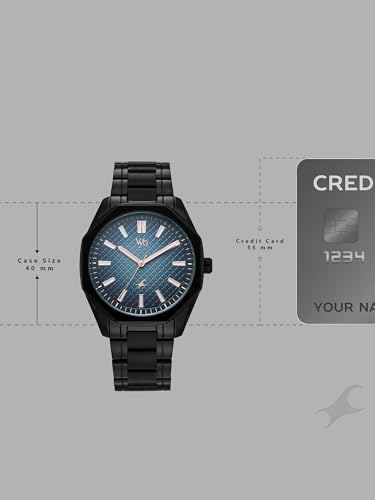 Image of Fastrack Vyb Quest with Quartz Analog Blue Dial Black Zinc Alloy Strap Watch for Men - FV30042NM01W