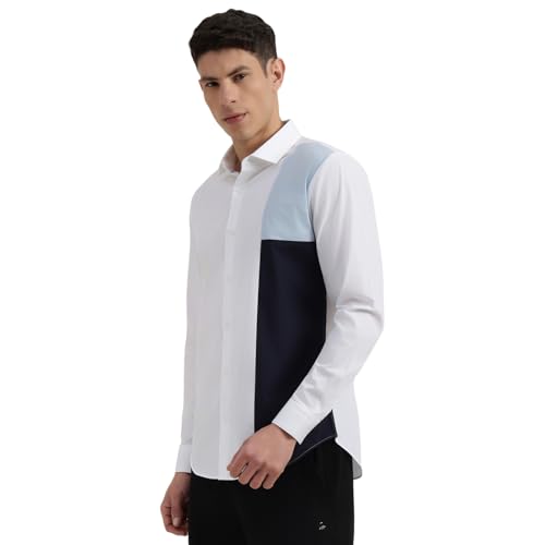 Image of United Colors of Benetton Slim Fit Semi-Cutaway Collar Colorblocked Shirt - 26P5CB104PLNI901