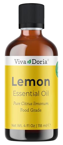 Viva Doria Lemon Essential Oil, 100% Pure, Natural Lemon Essential Oil, Undiluted, for Aromatherapy | Food Grade, 118 mL (4 Fluid Ounce)