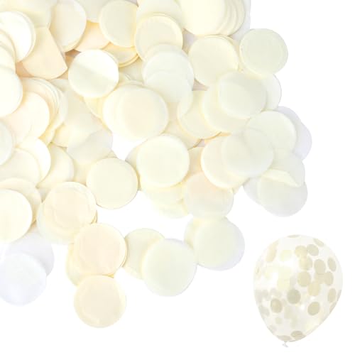 6000 piezas de confeti redondo de papel blanco marfil de 1 pulgada, biodegradable, decoración de compromiso, confeti redondo para bodas, fiestas, papel circular para decoración de cumpleaños, globos,