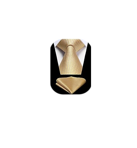Image of HISDERN Mens Striped Tie and Pocket Square Set Necktie for Men | soft smooth texture, wrinkle-free, neat hand-tied knot, gifting ready, regular 3.4 width, coordinated look, business wedding