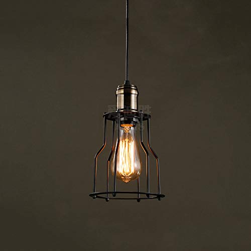 Hdmy Vintage Industrial Metal Jaula Loft Lámpara colgante Luz de techo Sombra Retro Luz colgante Enchufe E27 1 luz para bar Restaurante Cafetería Uso en el hogar con nuestra lámpara colgante