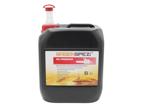 Huile de chaîne tronçonneuse minérale adhésive SÄGENSPEZI – Bidon 5 L – Lubrifiant haute adhérence pour tronçonneuses thermiques, électriques et à...