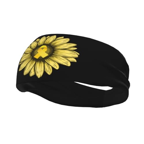 Sunflower Childhood Cancer Awareness Adjustable Sports Headband Moisture Wicking Sweatband for Running Workout