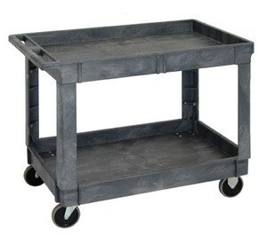 Quantum PC4026-33 Polymer Mobile Utility Cart, 40" Length x 26" Width x 32.5" Height, 2 Shelves, Gray