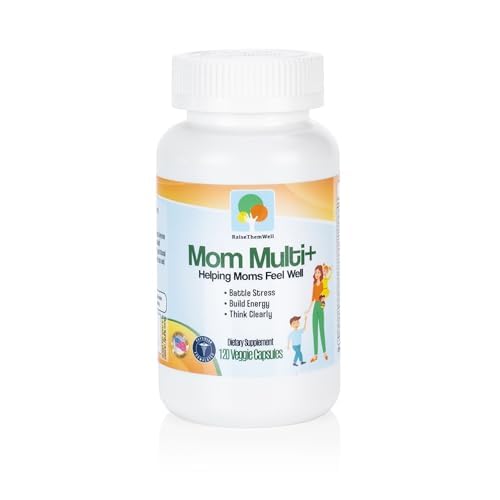 Raise Them Well Mom Multi+ Daily Multivitamin for Women with Active Folate, Adaptogens & Bacopa, Energy, Stress & Cognitive Support, 120 Veggie Capsules