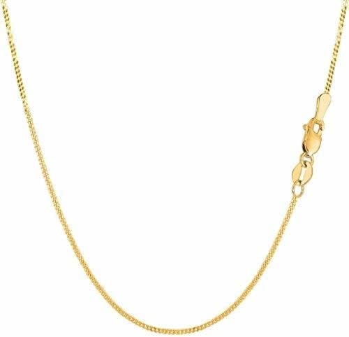 Collar de cadena Gourmette de oro amarillo o blanco macizo de 14 quilates, 0.059in, 0.079in, 0.118in, con corte de diamante brillante para colgantes