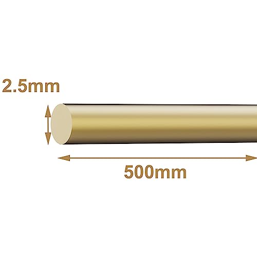 COYOUCO Brass Rods,Brass Solid Round Rod Lathe Bar Stock 1Pcs,for DIY,Hobby,Model Car Plane Boat Ship.,2.5mm