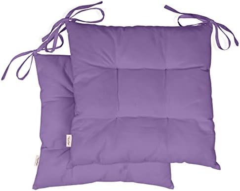 Vargottam Indoor/Outdoor Tufted Square Seat Patio Cushion Set of 2 Water Resistant Patio Furniture Seat Cushion 19 inches (Lavender)