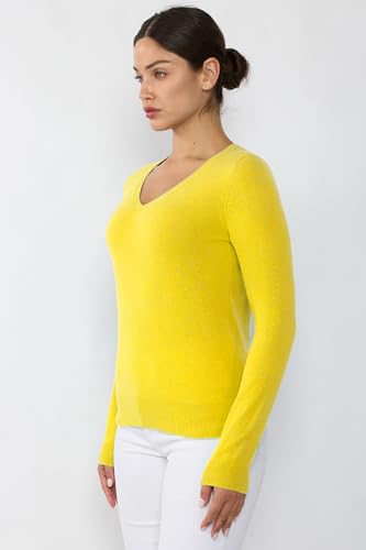 Image of JENNIE LIU Women's 100% Pure Cashmere Long Sleeve Pullover V Neck Sweater