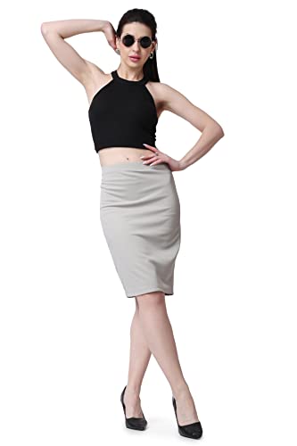 Image of POPWINGS Casual Solid Pencil Skirt for Women || Knee-Length Skirt for Women || Stylish Mini Skirt for Women || Summer Pencil Skirt for Women