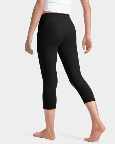 JOCMIC Girls Capri Leggings High Waisted Athletic Leggings with Pockets for Kids Dance Gymnastics Running4