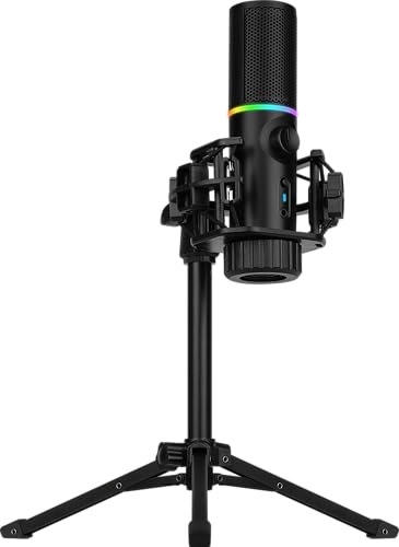 streamplify mic tripod rgb cardioid microphone with tripod for streaming recording podcasting