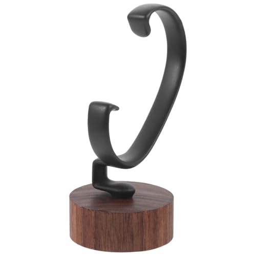 SOLUSTRE Uhrenständer aus Massivem Schwarznuss Holz mit Abnehmbarem C Halter Einzelner Armbandhalter für Damen und Herren Eleganter Präsentationsständer für Schreibtisch und Aufbewahrung