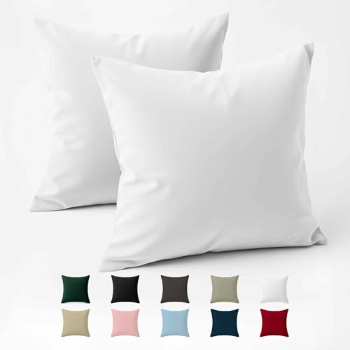 Kissenbezug 80x80 Baumwolle Renforcé (2er-Set) - Weiss - Dicht gewebt...