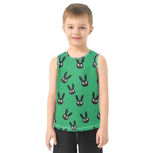 J JOYSAY Cartoon Rabbit Green Boys Tank Top Sleeveless Muscle Shirts Quick Dry Active Sport Workout Kids T-Shirts 3-15T2