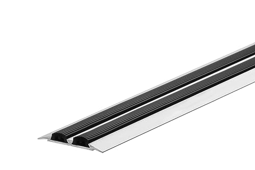 Cezar Wide Flat Transition Strip w/Rubber Tread, 1-13/16