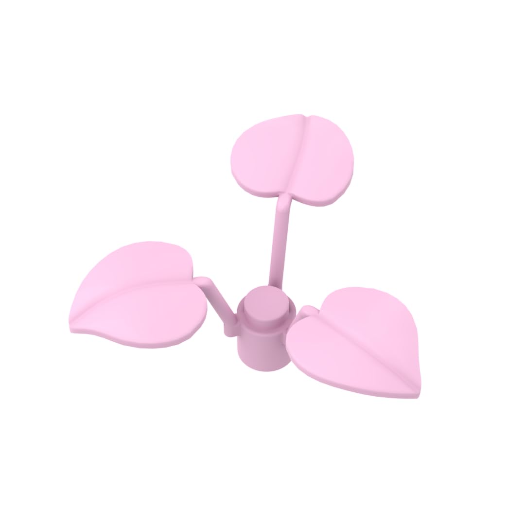 6255 Ornaments Plant, 1x1x2/3-3 Large Leaves 50 Pieces GDS-1449 Compatible with Lego Building Blocks Color:Bright Pink 222