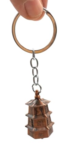 Image of Classic Antique Tibetan Temple Bell Shaped Keyring for Gift Gaurdian bell for Car Bike Bags Metal Key ring Key Chain Bag Charm Gift