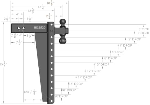 Image of Bulletproof 2.5 inch Heavy Duty 20 inch Drop /Rise Hitch