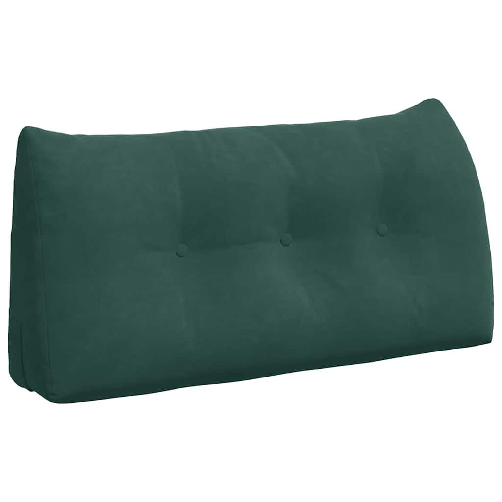 Rückenkissen, dunkelgrün, 100 x 24 x 50 cm, aus Samt mit Seitentasche, ergonomisches dekoratives Kissen für Sofa, Bett, Büro, abnehmbarer Bezug, Füllung aus Polyester