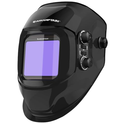 Image of ARCCAPTAIN Auto Darkening Welding Helmet, 3.94 inchX3.66 inch Large Viewing Screen True Color Welding Hood with 4 Arc Sensor Solar Powered, Wide Shade 4-5 /5-9 /9-13 Welding Mask (Glossy Black)