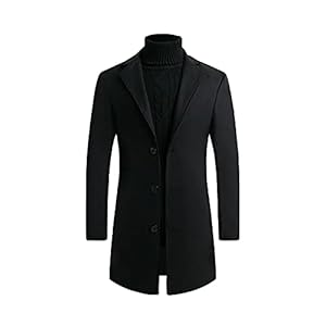 Pardessus en Laine pour Homme Manteau Long, Manteau Homme Automne Hiver Chaud Long Slim Trench Coat Vestes en Laine Manche Longues Fashion à La Mode Duffle Coat
