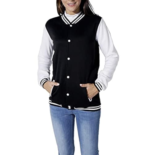 Image of Mowbeat Women Baseball Jacket Varsity Uniform Unisex Adult Long Sleeve Casual Loose Cardigan Men's Track Jacket