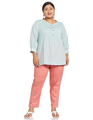 Image of Amazon Brand - Symbol Women Tapered Paper Bag Trousers (High Rise Ankle Length | with Self Fabric Belt) (Available in Plus Sizes)