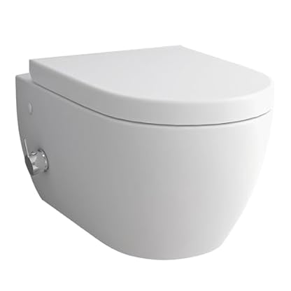Alpenberger Dusch WC Komplettset | Wand WC Spülrandlos | Toilette mit Intimdusche und Armatur | Toilettendeckel mit Absenkautomatik | Spülkasten Vorwandelement WC Set Komplett (7150U)