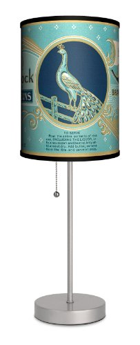 Lamp-In-A-Box Peacock Brand Vintage Labels Table Lamp Home Decor Gifts, Office Desk, Bedroom, Livingroom