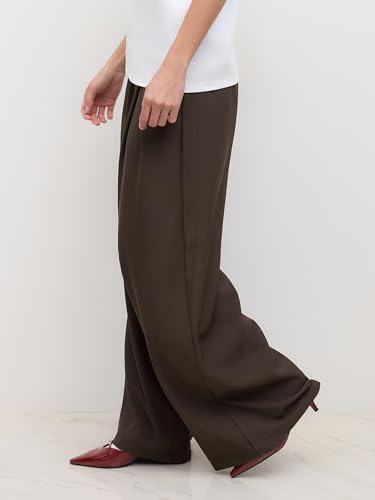 CIDER Wide Leg Pants Woman Straight Leg Trousers Casual Mid Waist Pants Office Work Pants with Pockets2
