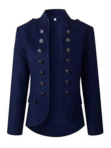 Tomwell Femme Élégant Blazer Double Breasted Boucle OL à Manches Longues Slim Fit Bureau Affaires Veste Chic De Costume Revers Devant Ouvert Manteau Cardigan Jacket A Marine L