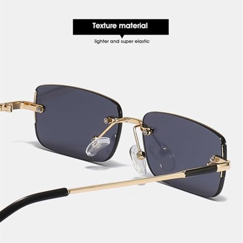 Popular Fashion Rectangle Sunglasses for Women Vintage Rimless Clear Ocean Gradient Lens Men Uv400 Trending4