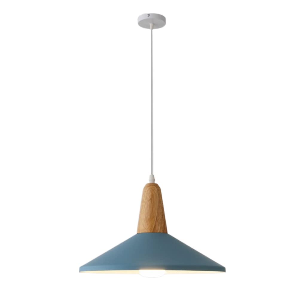 STVDEDG with Wood Hanging Lighting Fixtures Nordic Macaron Style Lamp Chandelier Single Head Industrial Personalized Pendant Lamp Adjustable E27 Decoration Fixture for Loft Coffee Kitchen Island