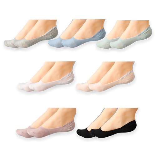 panthra Womens Low Cut No Show Socks,No Show Socks Womens for Flats,Non Slip Liner,Breathable Cotton for Loafers Flats 7 Pairs
